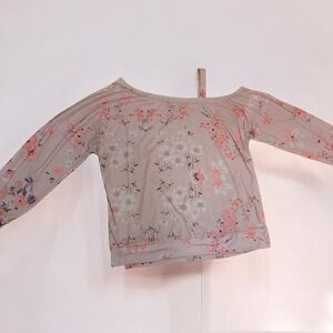 Floral Cold Shoulder Long Sleeve Top - Blush Pink